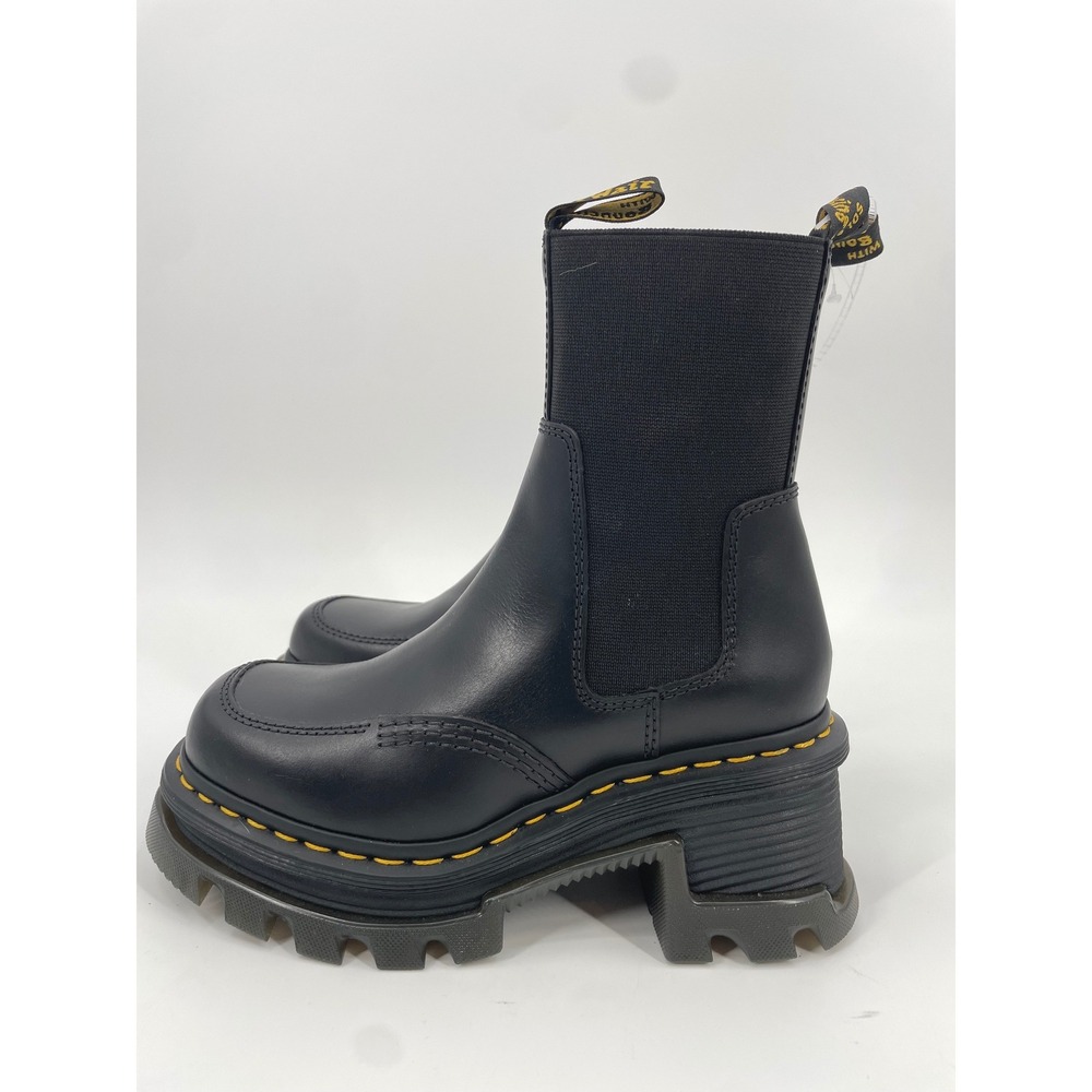 Dr. Martens Corran Chelsea Boots Womens 5 Black Leather Platform Block Heel Goth